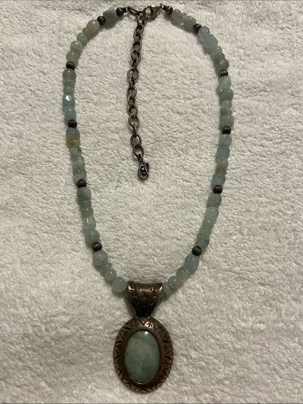 Sterling silver 925 Carolyn Pollack Handcrafted jade Bead Pendant Necklace